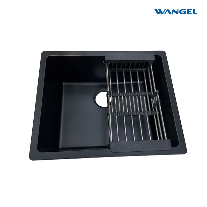 Wangel Quartz Composite Square Black Kitchen Sink Undermount