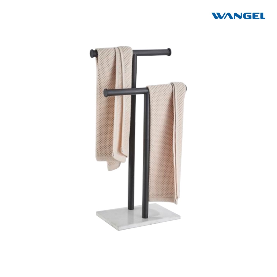 Wangel Marble floor towel rack 304 vertical towel rack T-shaped movable storage rack roll paper rack